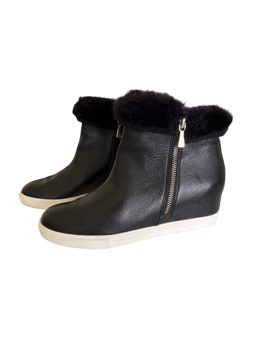 Linea Paolo Women's Black Flossie Faux Fur Booties Size 8